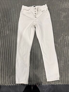 GAP White Cigarette Slim Straight Button-Fly Jeans